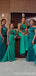 Sexy Mermaid Green One Shoulder Lace Applique Bridesmaid Dresses Gown, WG1050