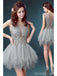 Grey Illusion Short Homecoming Dresses Online, Cheap Short Prom Dresses, CM859