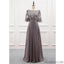 Grey A-line Half Sleeves Lace Applique Chiffon Bridesmaid Dresses Gown, WG1019