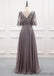 Grey A-line Half Sleeves Lace Applique Chiffon Bridesmaid Dresses Gown, WG1019