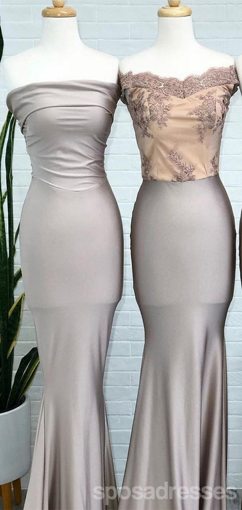 Mismatched Mermaid Grey Sleeveless Long Bridesmaid Dresses Gown Online,WG1114