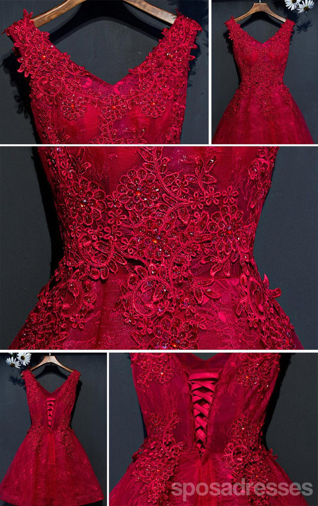 Duas tiras cadarço vermelho vestidos de baile para os estudantes de regresso para casa pesadamente enfeitados com contas, vestidos de regresso para casa baratos, CM265