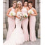 Halter Blush Pink Mermaid Cheap Long Bridesmaid Dresses Online, WG347