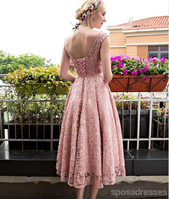 Cap Sleeves Cheap Pink Lace Short Homecoming Dresses Online, CM681