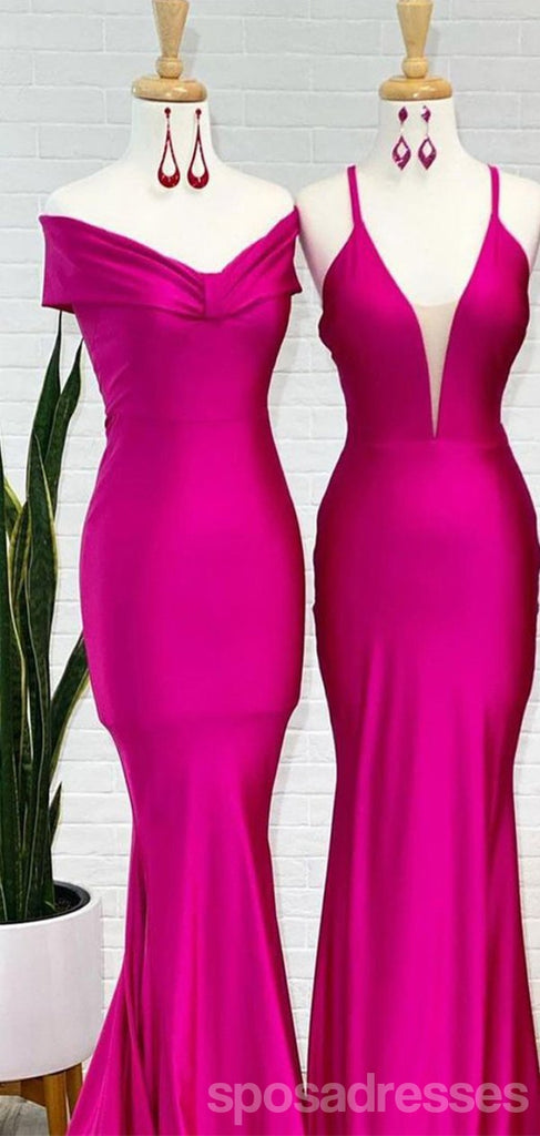 Mismatched Hot Pink Mermaid Sleeveless Long Bridesmaid Dresses Gown Online,WG1115