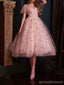 V Neck Dusty Pink Tulle Beaded Short Homecoming Dresses Online, Robes de bal courtes pas chères, CM845