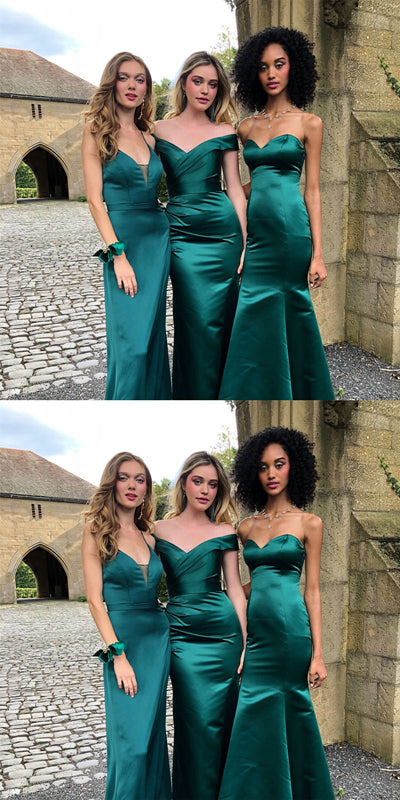 Mismatched Green Mermaid Sleeveless Cheap Long Bridesmaid Dresses Online,WG1248