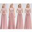 Lace Blush Pink Floor Length Mismatched Chiffon Bridesmaid Dresses Online, WG543