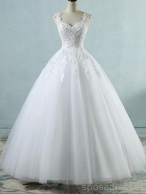 Lace Straps A-line  Lace Beaded Cheap Wedding Dresses Online, Cheap Bridal Dresses, WD502