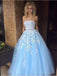 Reta Lace Beaded Blue A-line Long Evening Prom Vestidos, Sweet Sweet 16 Vestidos, 18378