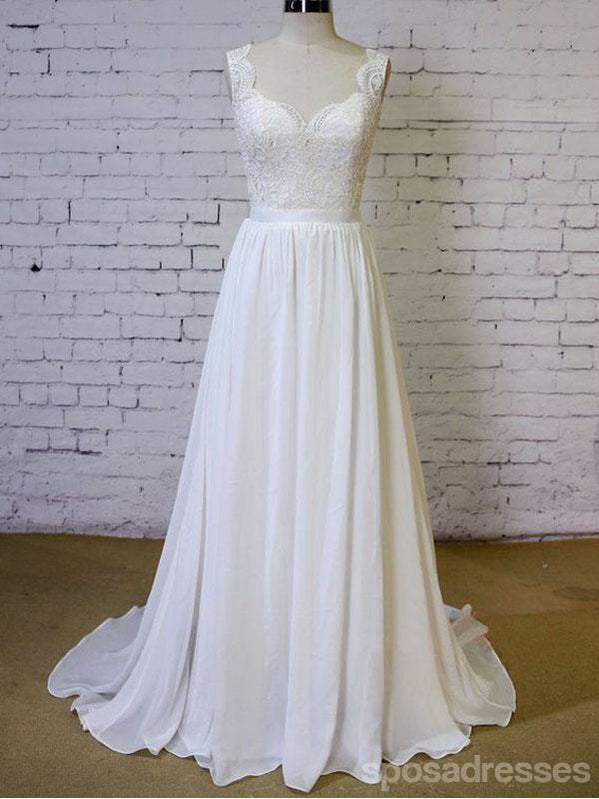 Sexy Backless Lace Cap Sleeves Cheap Beach Wedding Dresses Online, WD389