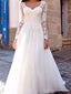 Long Sleeve Lace A-line Cheap Wedding Dresses Online, WD366