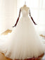 Long Sleeve V Neck Lace Long Cheap Custom Wedding Dresses, WD295