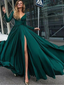 Long Sleeves Emerald Green Evening Prom Vestidos, Sweet Sweet 16 Vestidos, 18305