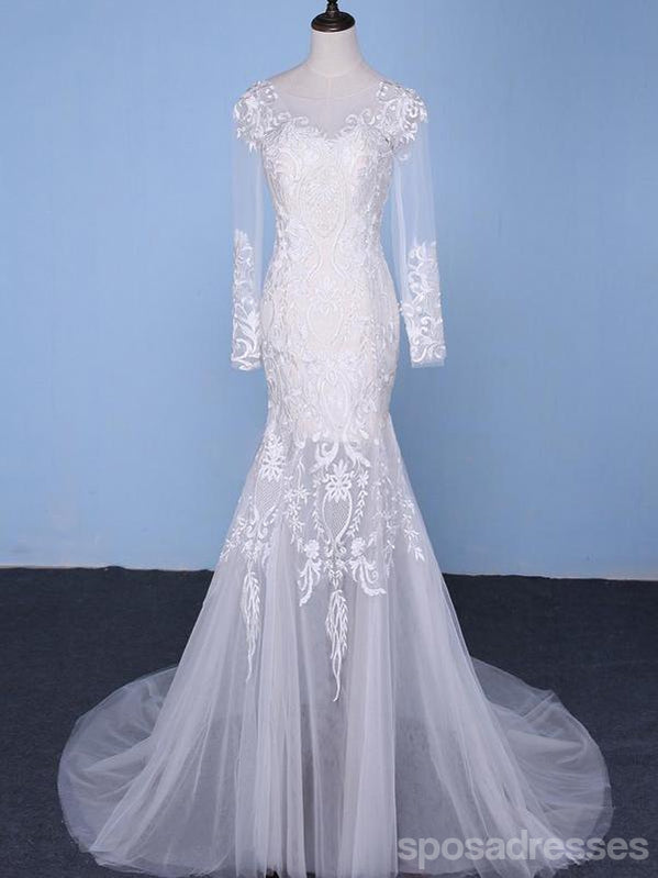 Long Sleeve Detachable Skirt Lace Mermaid Wedding Bridal Dresses, Cheap Custom Made Wedding Bridal Dresses, WD275