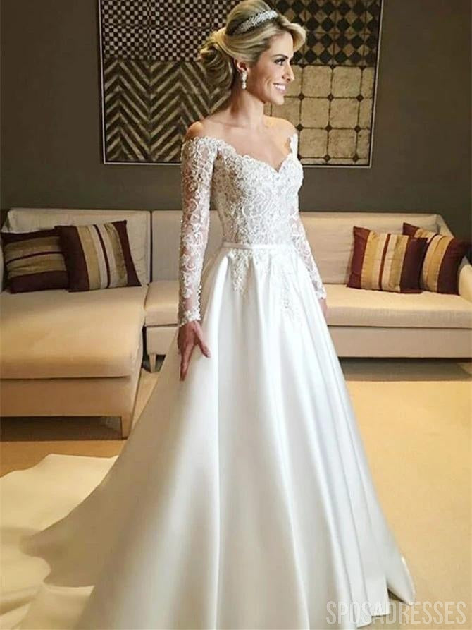 Long Sleeves Elegant Cheap Wedding Dresses Online, Cheap Wedding Gown, WD667