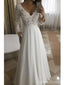 Long Sleeves A-line V-neck Handmade Lace Wedding Dresses,WD781