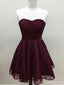 Querida Simpe Maroon Curto Renda Vestido de boas vindas 2018, CM491