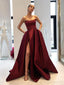 Simple Side Slit Cheap Maroon A-line Long Evening Prom Vestidos, Cheap Sweet 16 Vestidos, 18364