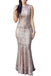 Sexy Open Back Rose Gold-Pailletten Langen Abend Prom Kleider, 17485