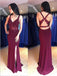 Sexy Decote em V Sereia Maroon Abrir Novamente Longa Noite, Vestidos de Baile Barato Sweet 16 Dresses, 18419