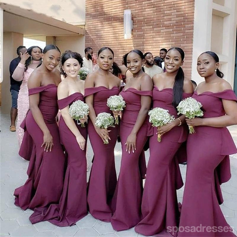 Mermaid Off The Shoulder Strapless Long Bridesmaid Dresses Online, WG912