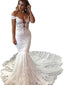 Mermaid Off The Shoulder Lace Wedding Dresses, Cheap Wedding Gown, WD727