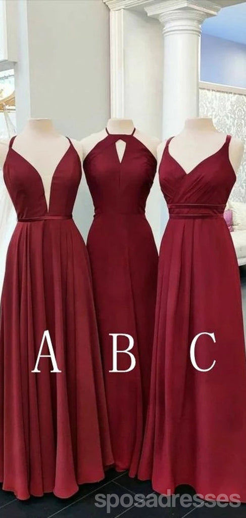 Mismatched Burgundy Long A-line Bridesmaid Dresses Gown Online,WG1091