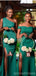 Mismatched Sexy Mermaid High Slit Green Long Bridesmaid Dresses Gown Online,WG1122