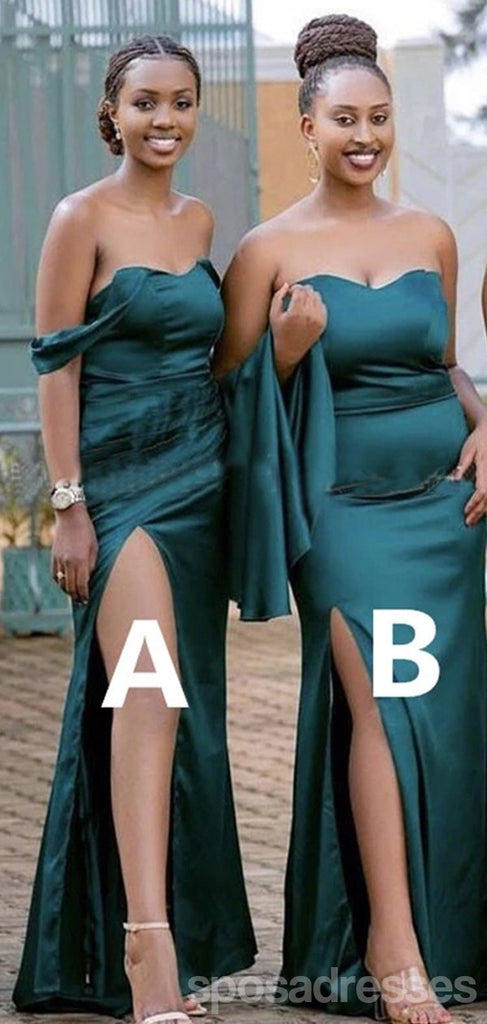 Mismatched Teal Mermaid High Slit Long Bridesmaid Dresses Gown Online,WG1133