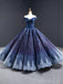 Off Shoulder Navy Blue Ball Gown Prom Dresses, Sweet 16 Dresses, Quinceanera Dresses, 12382