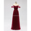 Off Shoulder Floor Length Dark Red Tulle Cheap Bridesmaid Dresses Online, WG589