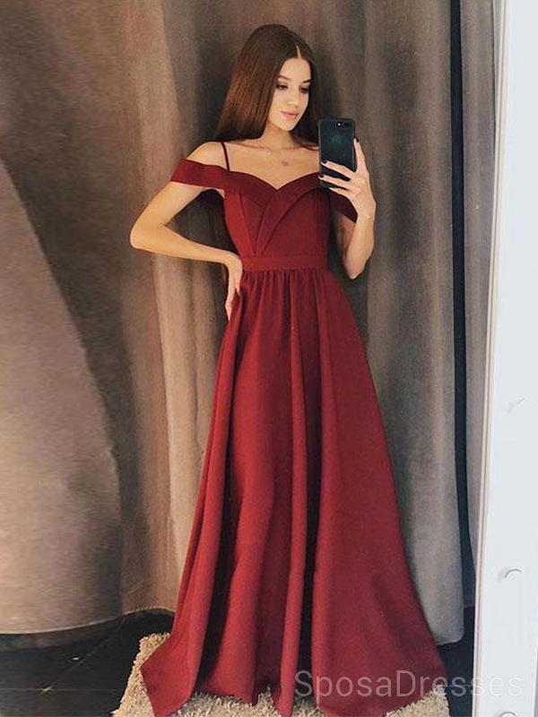 Side Slit Spaghetti Straps Simple Long Evening Prom Dresses, Cheap Custom Sweet 16 Dresses, 18451