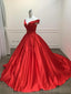 Off Shoulder Bright Red Long Evening Prom Dresses, Cheap Custom Sweet 16 Dresses, 18515