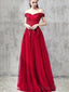 Off Shoulder Red Cheap Long Evening Prom Dresses, Cheap Custom Party Prom Dresses, 18583