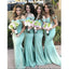 Off Shoulder Green Mermaid Long Bridesmaid Dresses Online, Cheap Bridesmaids Dresses, WG703