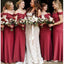 Off Shoulder Spaghetti Straps Red Long Bridesmaid Vestidos Online, Vestidos Baratos De Bridesmaids, WG742