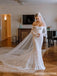 Off Shoulder Long Sleeves Mermaid Sweetheart Lace Wedding Dresses,WD738-Custom Made For Tiffany, Add Veil