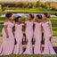 Pink Mermaid Off The Shoulder Cheap Long Bridesmaid Dresses Online, WG850