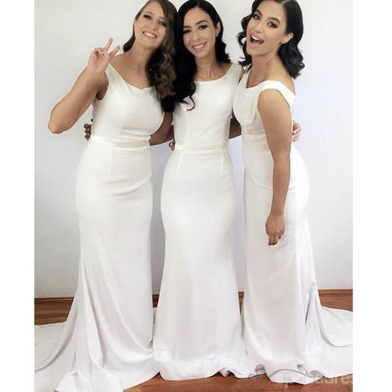 Off White Scoop Mermaid Cheap Bridesmaid Dresses Online, WG774