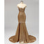 Gold Sequin One Shoulder Mermaid Long Cheap Bridesmaid Dresses Online, WG596