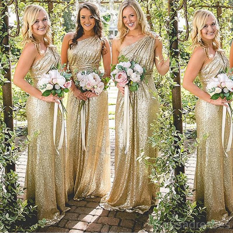 Sparkly One Shoulder Sequin Long Cheap Bridesmaid Dresses Online, WG318