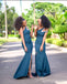 Blue Sexy Mermaid One Shoulder High Slit Cheap Bridesmaid Dressing Online,WG1069