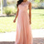 Elegant Lake Floor-Lengh Applique Blush Pink Long Formal Cheap Chiffon Bridges Dresses, WG35