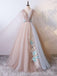 Tulle V Neck Long Ball Gown Evening Prom Dresses, Cheap Custom Sweet 16 Dresses, 18499