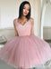 Pas cher Col en V en Tulle Rose Mignon Robes de bal 2018, CM439