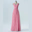 V Neck Lace Pink barato dama de honra vestidos longos on-line, WG288