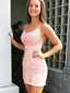 Sexy Backless Pink Lace Mermaid Homecoming baratos vestidos on-line, barato curto vestidos de baile, CM801