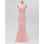 Scoop Pink Chiffon Mermaid Long Cheap Bridesmaid Dresses Online, WG604