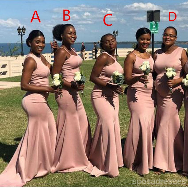 Mismatched Pink Mermaid Cheap Long Bridesmaid Dresses Online,WG1577